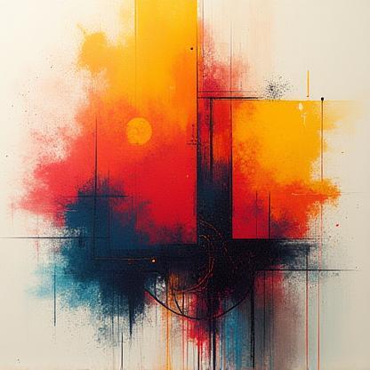 Creative album artwork featuring vibrant colors and abstract shapes